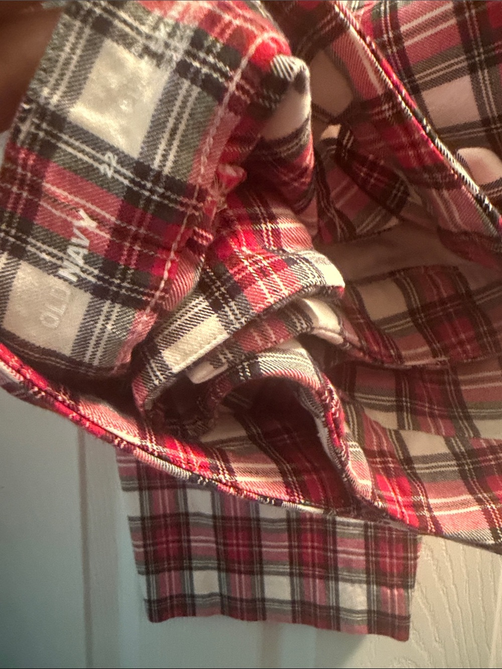 Old Navy Red and White Plaid Jogger Pants - Picture 2 of 3